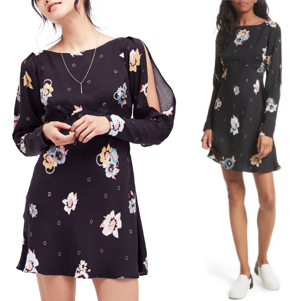 Free People Long Sleeve Floral Print Dress